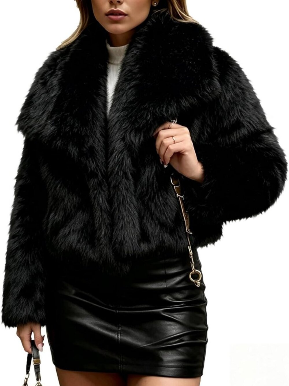 Cozy Faux Fur Crop Jacket | Fluffy Furry Shaggy Winter Coat for Women